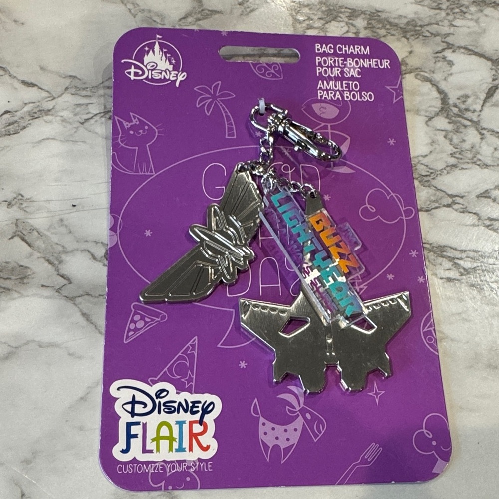 Disney Flair Buzz Light Year Bag Charm NIP New Silver tone Toy Story Key Ring